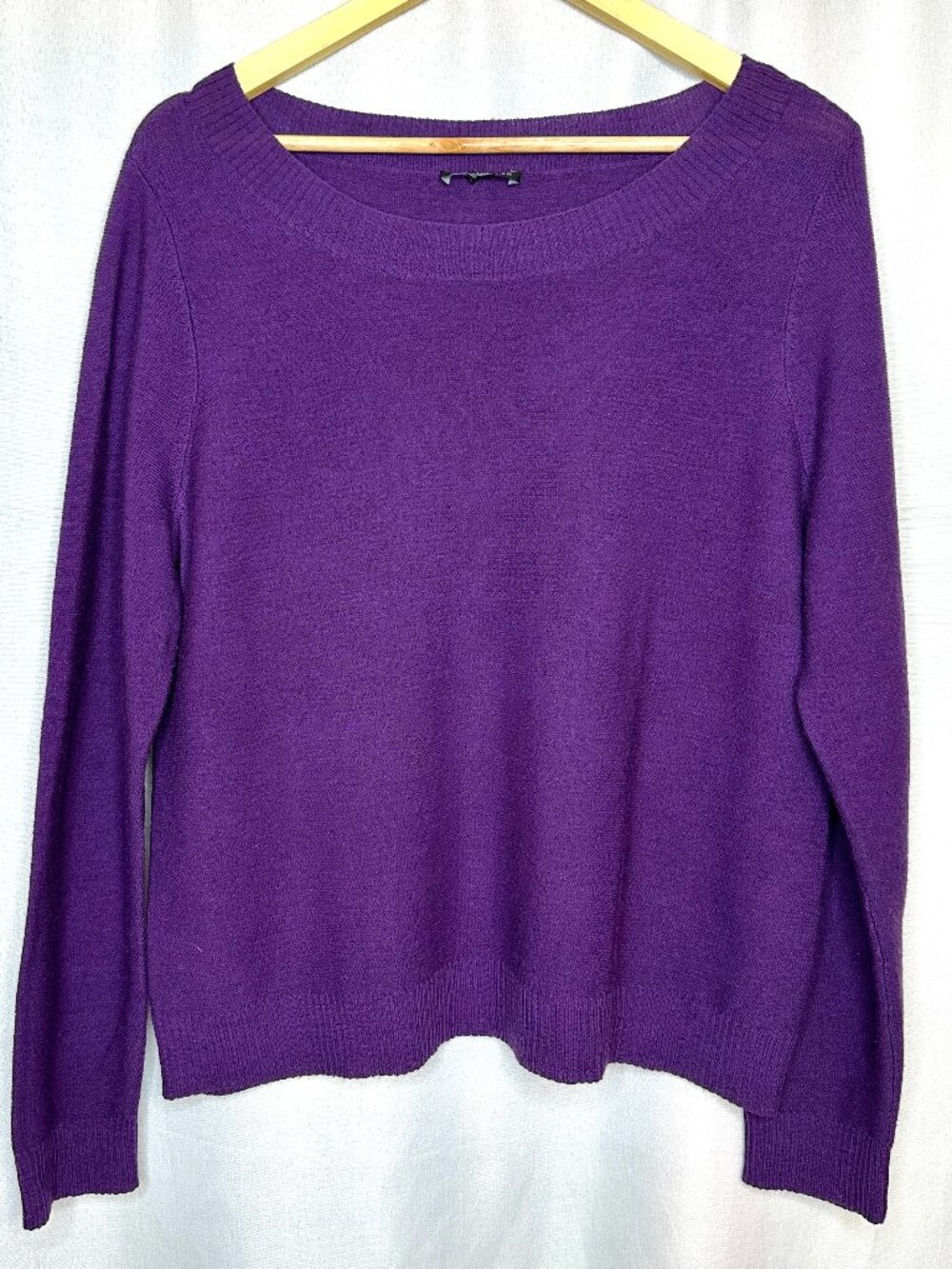 Eileen Fisher 100% Merino Wool Round Neck Sweater,‎ Size L Minimalist Timeless